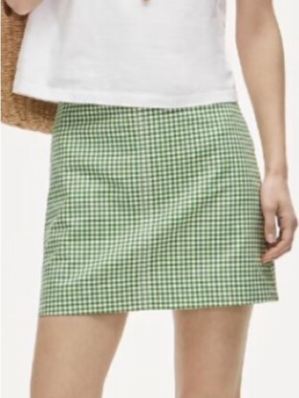 J CREW GREEN GINGHAM MINI SKIRT- size 2 nwt